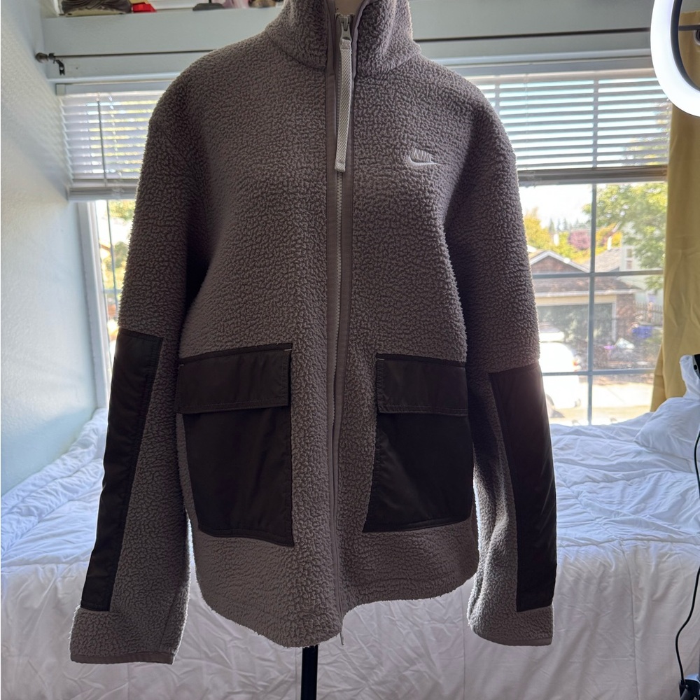 Nike Beige Faux Fur Jacket